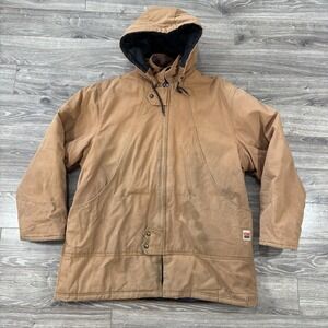 Work King Canvas Jacket Mens XL Insulated Detachable Hood Brown Duck Coat Parka